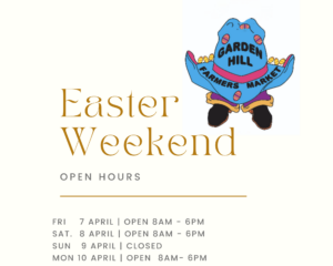 Easter hours, closed Easter Sunday 